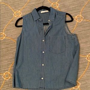 Everlane denim sleeveless button down
